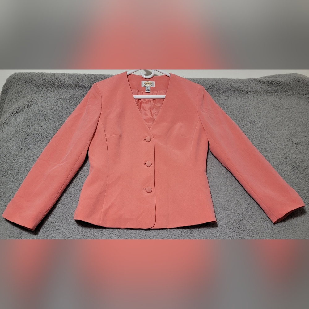 Talbots Petites 100% Silk Peach Pink Blazer Size 6